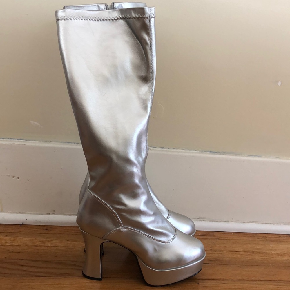 Funtasma Silver Go Go Boots Size 10
